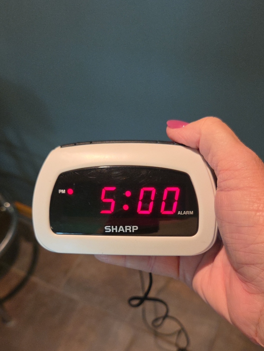 Sharp White Alarm Clock with Red LED Display